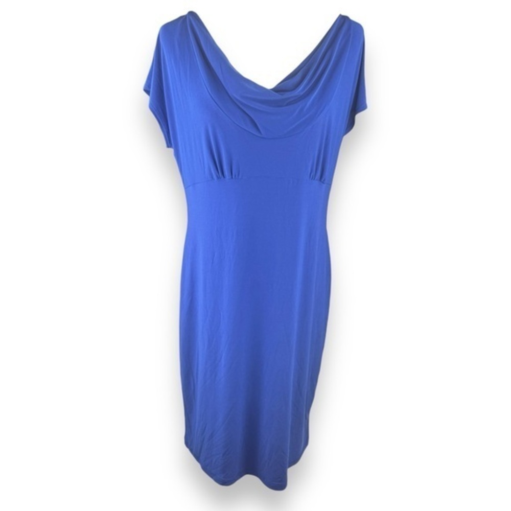 Tiana B Draped Neck Midi Dress Size Medium Cocktail Party Wedding Guest Classy